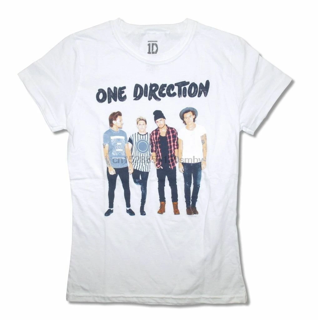 One Direction Stamp Pic Band Image Girl Juniors White T Shirt Boy Pop Music Funny Short Sleeve Cotton T-Shirts | Мужская одежда