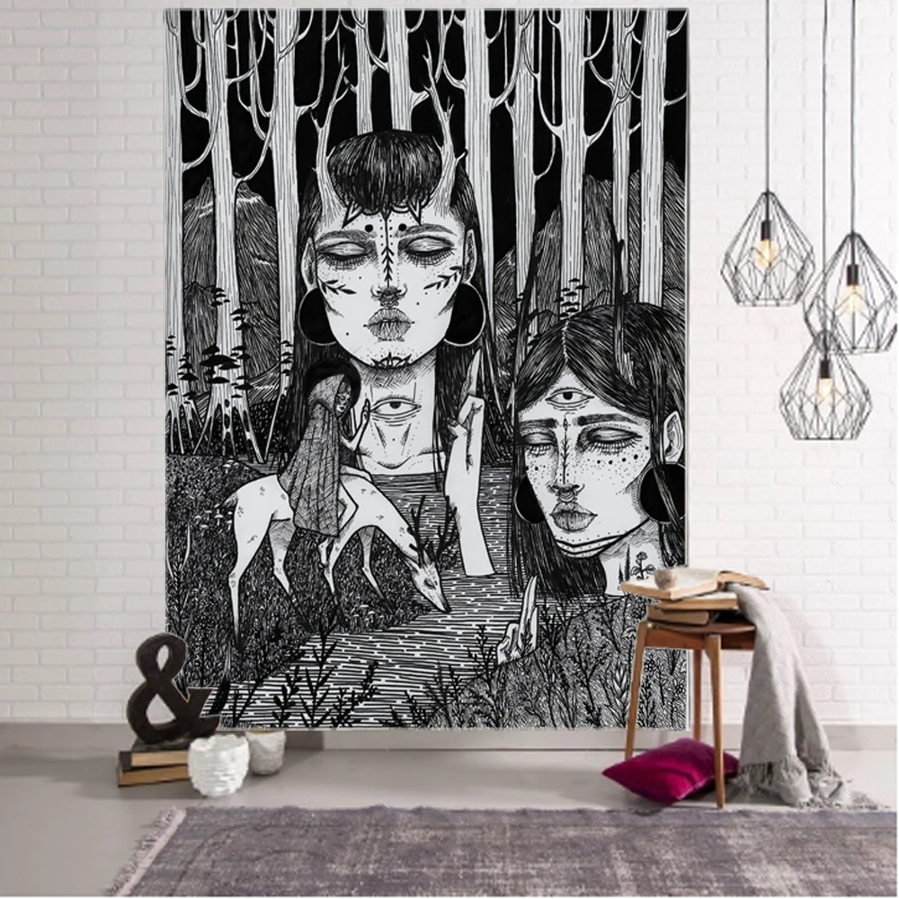 Nordic goddess occupying decorative tapestry mandala bohemian tapestry art deco blanket curtain hanging Tapestry Decor at home bedroom