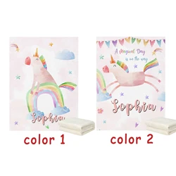 LVYZIHO – couverture polaire personnalisée licorne arc en ciel avec nom pour bébé, 30x40 / 48x60 / 60x80 pouces 