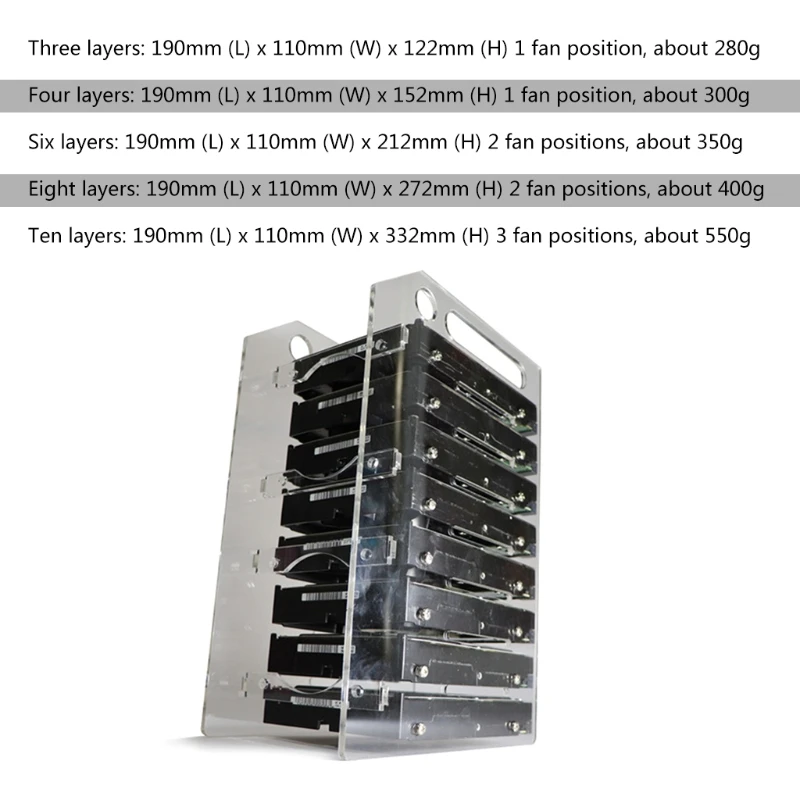 3.5 In DIY Acrylic Hard Disk Bracket Bay Desktop Computer External Hard Drive Shelf Rack HDD Storage Box Case QXNF hdd enclosure hard disk case external hard drive housing hard disk hard disk tray hard disk mounting bracket
