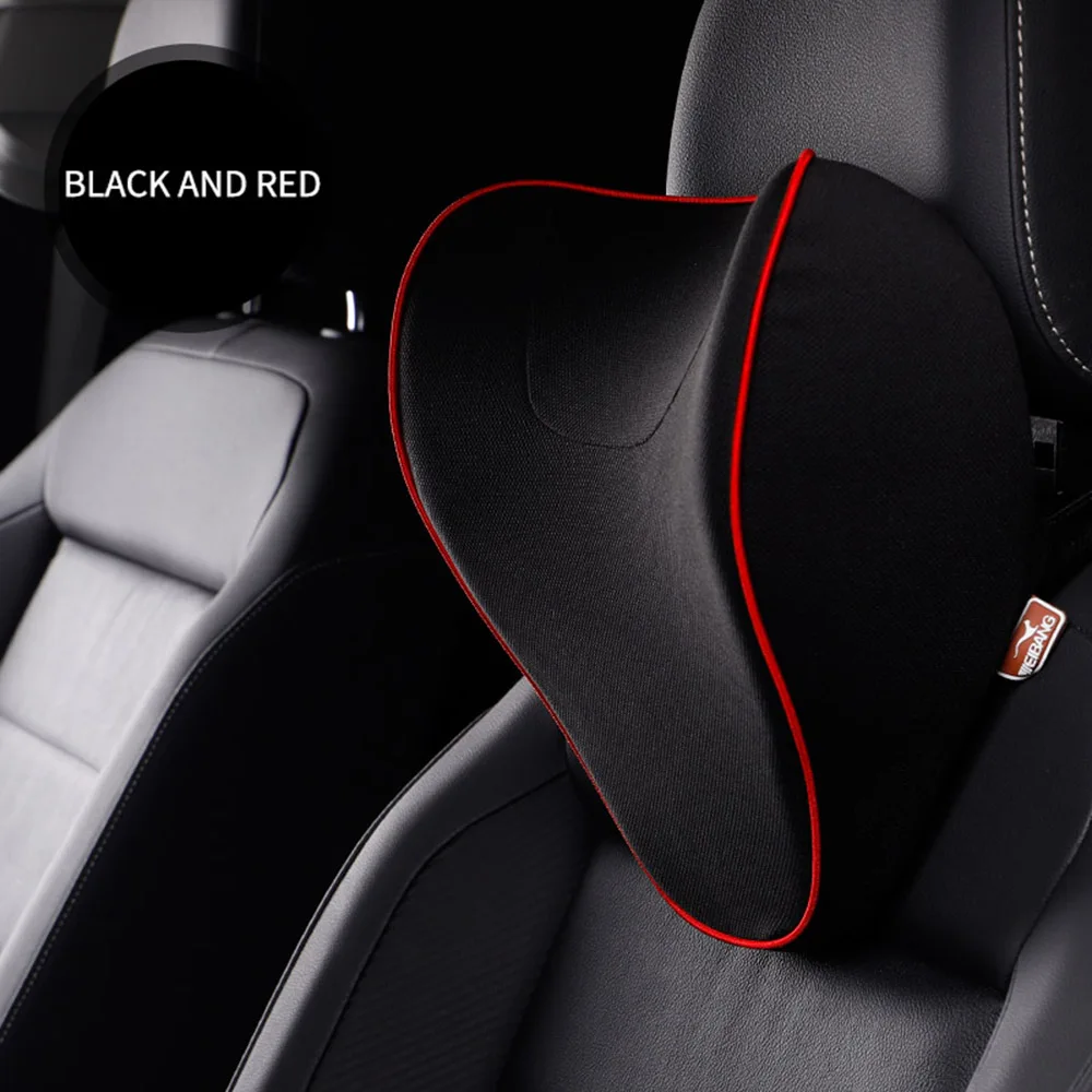 Black-Red-Neck JINSERTA u-образная подушка для шеи 3D дышащая подушка для спинки сиденья автомобиля Поддержка дорожная подушка под поясницу поясница подушка для талии автомобильный Стайлинг - Цвет: Black-Red-Neck