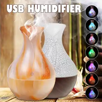 

7 Colors Night Light Ultrasonic Air Humidifier USB Wooden Aroma Essential Oil Diffuser Purifier for Home Office Bedroom Car