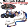 For Kawasaki Ninja 250/300 Z250/300 2012-2017Motorcycle Exhaust Full System Pipe Escape Moto Modify Muffler 51mm Stainless Steel