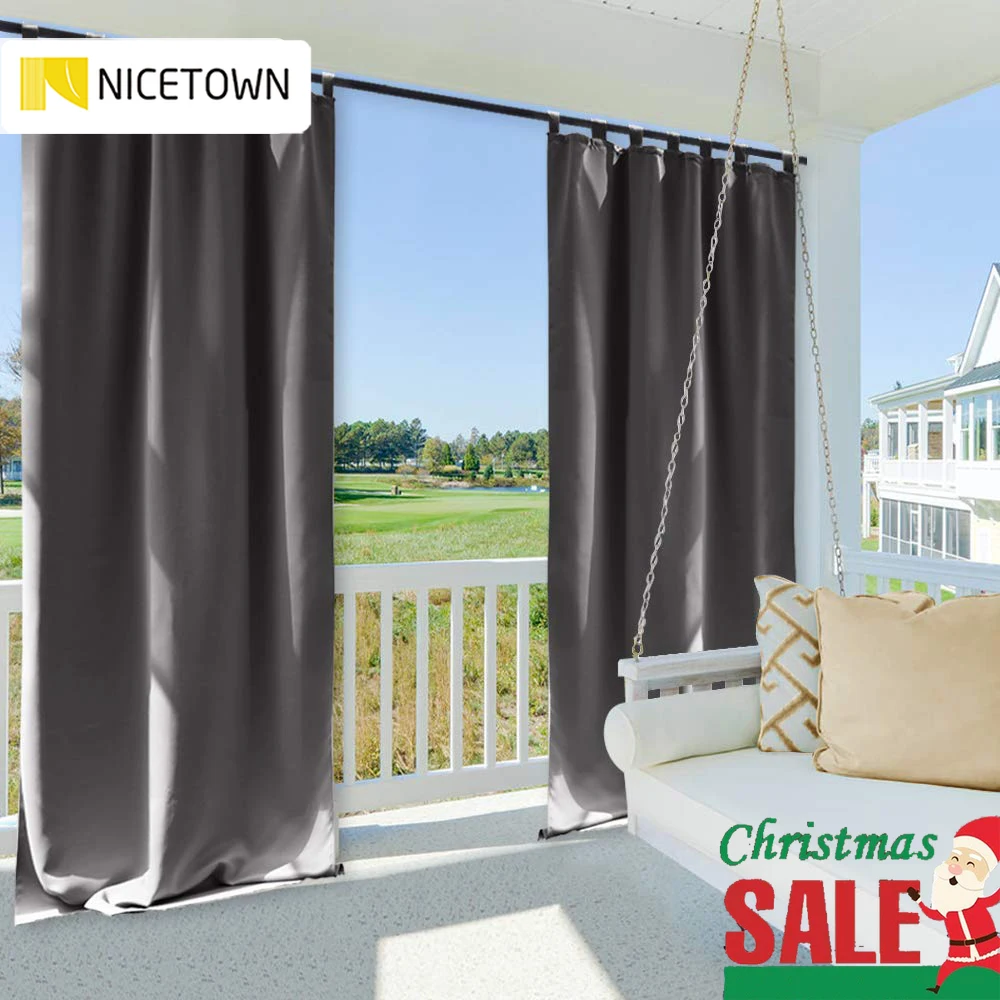 NICETOWN Wasserdichte Blackout Terrasse Outdoor Garten Vorhang Tab Top