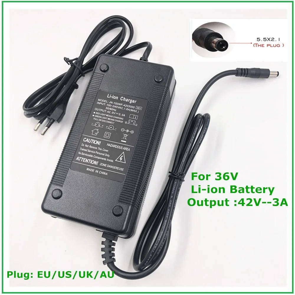 

36V Li-ion Battery Charger Output 42V3A For Electric Bike Lithium Battery 10 series Li-ion Charger Strong Heat Dissipation