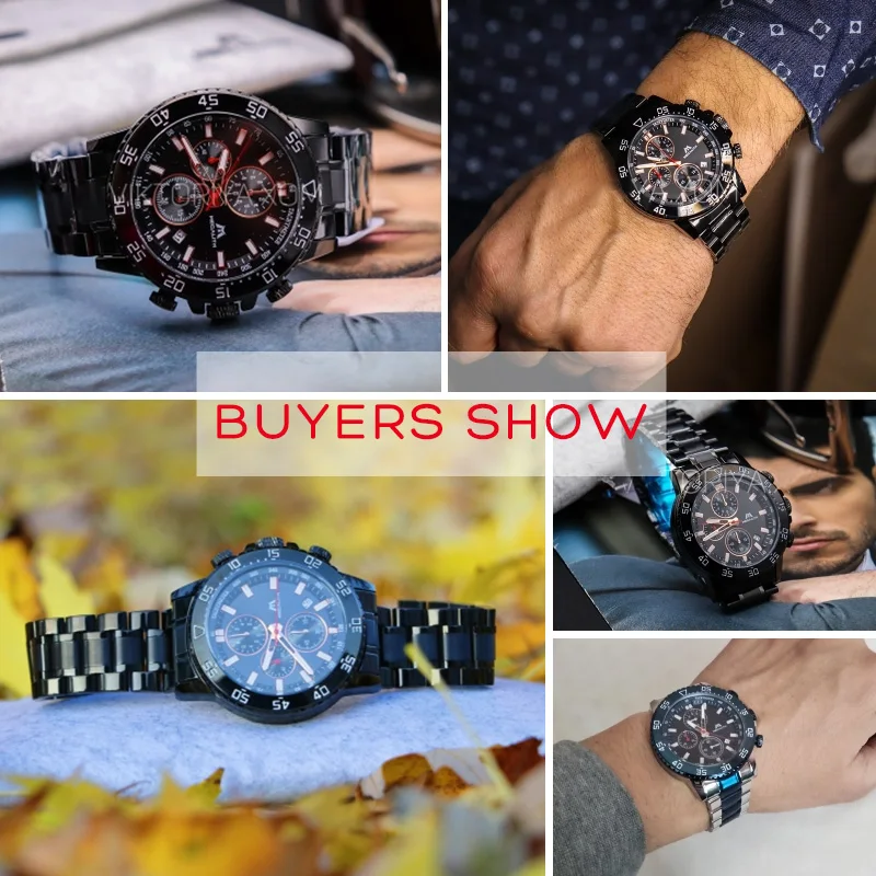 Megalith Watches Mens Waterproof Analogue Clock Stainless Steel Waterproof Luminous Watch Men Sport-6