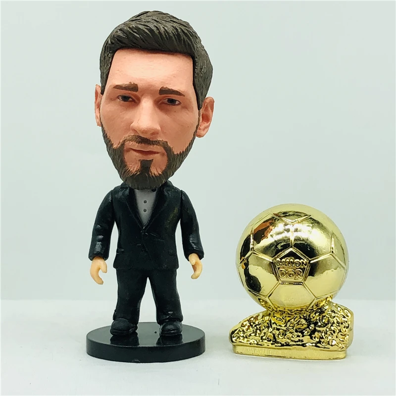 Soccerwe 3cm Height Soccer Doll Metal Champion Trophy Set Football Figures Gold Color Football Best Player Winner Figurines luvabella doll Dolls