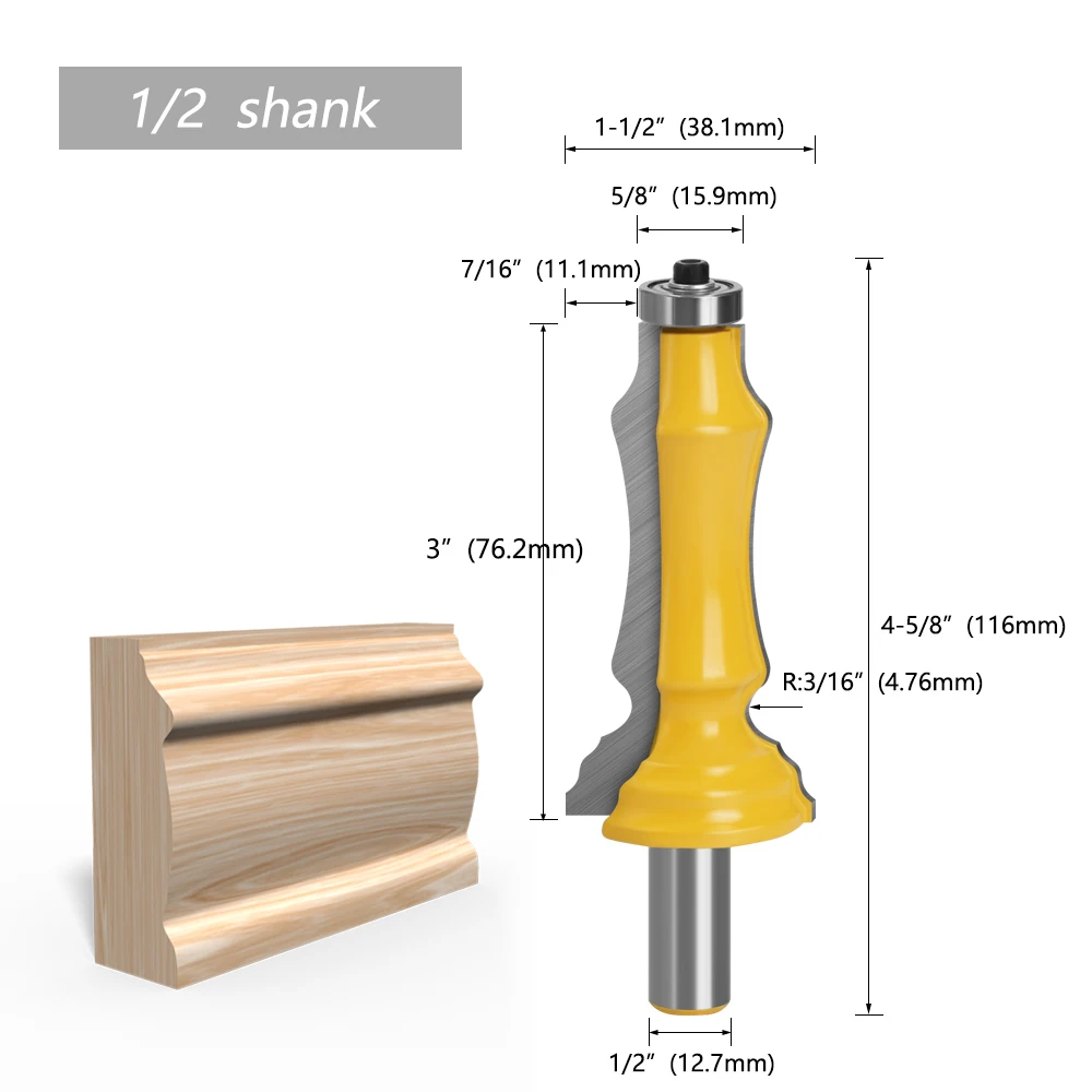 LAVIE 1/2 Zoll (12 mm) Schaftfräser für Tür- und Fensterrahmen, Holzbearbeitungsfräser aus Wolfram-Kobalt-Legierung MC03103 – Detail 3