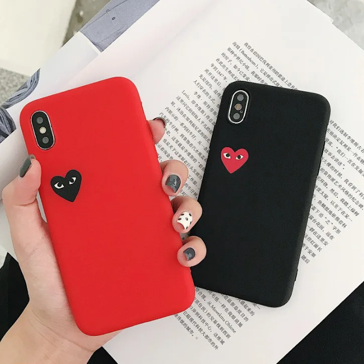 Solid Color Letters Soft Cases For ip X XR XS Max Capa Phone Case 11 Pro 7 8 plus Matte Heart Eyes Back Cover | Мобильные телефоны