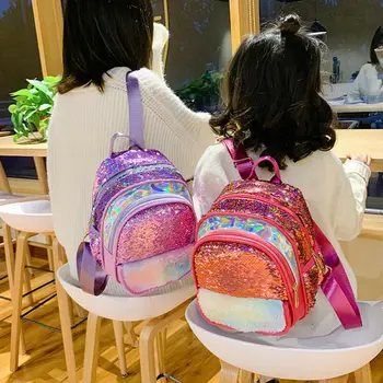 

2020 Kids Sequin Backpacks Mini For Dolls Fashion Cut Parent Girls Children Travel School Shoulder Bags Messenger