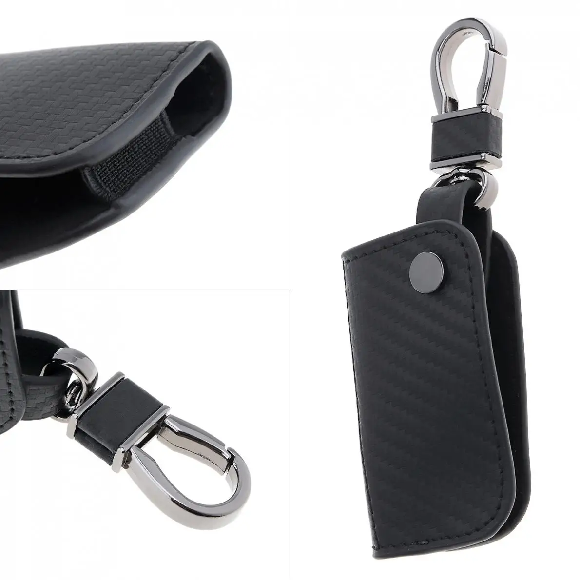 

No Button Carbon Fiber Leather Car Key Cover Protector Holder Buckle Fit for BMW CAS3 System X5 X6 Z4 1 / 3 / 5 / 6 / 7 Series