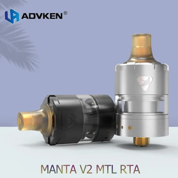 

Advken Manta V2 MTL 22MM RTA 2ml capacity Rebuildable Tank PEI Drip Tip Vaporizer vape Atomizer Fit 510 E Cigarette box mod