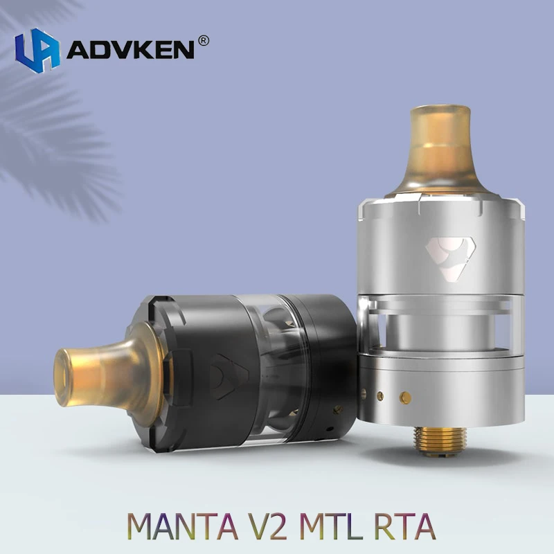 Advken Manta V2 MTL 22MM RTA 2ml capacity Rebuildable Tank PEI Drip Tip Vaporizer vape Atomizer Fit