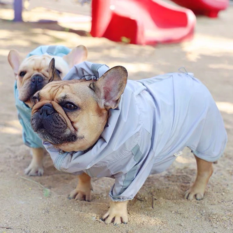 French Bulldog Reflective Raincoat Clothes For Small Medium Dogs Pug Pet Dog Waterproof Clothes Raining Outdoor Costumes XIC01