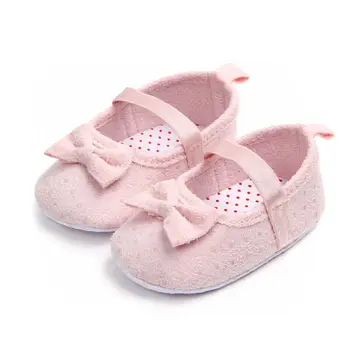 

Cute Dot Newborn Baby Shoes Toddler Boys Girls Bow-Knot Prewalker Soft Bottom Sole Toddler Shoes Solid Cotton Crib First Walkers