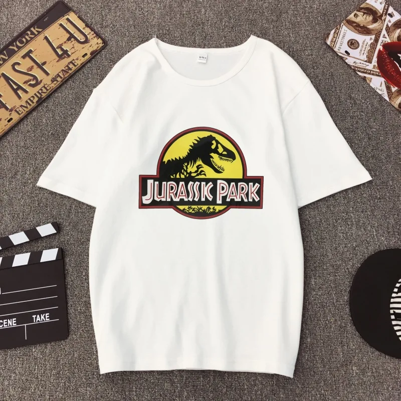 

2020 Summer T shirt Couple Harajuku JURASSK PARK Fashion Cartoon cute pattern T Shirt Women Funny O-neck T shirt Tops