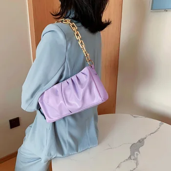 

Women Pleated Tote Bag Classic Texture Creative Delicate Design Pure Color PU Shoulder Portable Fashion Handbag Purses