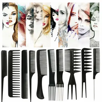 

10-Piece Hairdressing Comb Eco-Friendly Plastic Rapid Modeling Anti-Static Massage Comb Straight Hair Tool