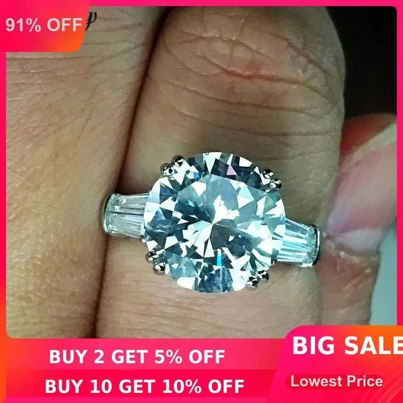 Choucong Solitaire кольцо с круглой огранкой 5ct AAAAA cz 925 пробы Серебряное обручальное кольцо кольца для мужчин и женщин ювелирные изделия