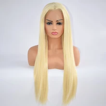 Длинные 613 блонд Натуральные Прямые Косплей& Drag queen макияж термостойкие волокна волос Синтетические Кружева передние парики для всех женщин