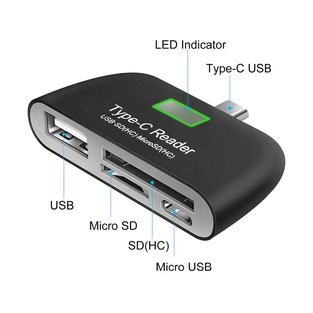 4 в 1 TYPE-C OTG кард-ридер концентратор SD/TF памяти расширения, тип-c к USB комбо