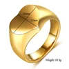 PVD 18k Gold Plated Chunky Stainless Steel Heart Signet Rings for Women Girls Fashion Jewelry Gift Waterproof 5
