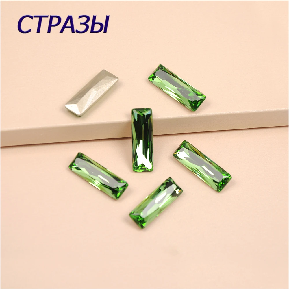 Peridot 4547 Принцесса Багет с обратной стороны Хрустальное стекло Необычные камни