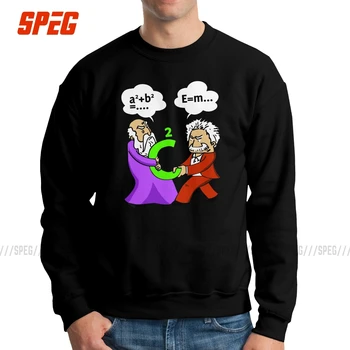 

Science Laboratory Pythagoras Fights Einstein Men's Sweatshirts Hipster 100% Cotton Crew Neck Pullover Normal Hoodies Tops