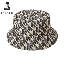FOXER Women's Hat Retro Presbyopia Sun Hat Spring And Summer New Sunscreen Sun Hat Logo Letter Printing Flat Fisherman Hat Girl