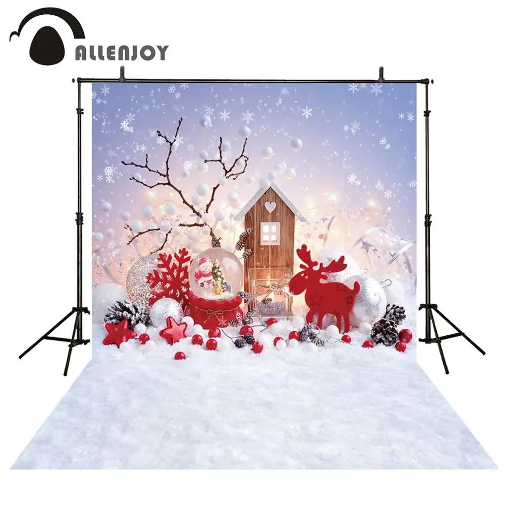 Фотофон Allenjoy для фотосъемки детей Рождество зима wonderland снег дерево дом блеск