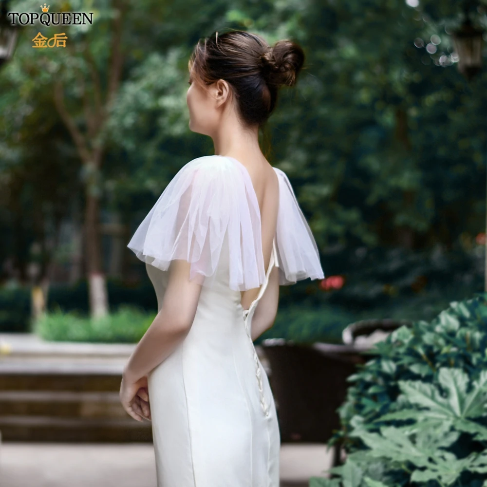 TOPQUEEN G40 DIY Mini Shoulder Veil Wedding Veil Short Bride Jackets Bolero Sleeves Bridesmaid Dress Decoration Evening