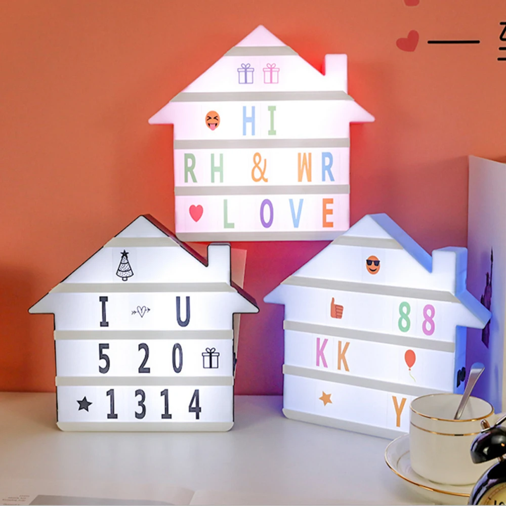 LED Night Light Box Lamp House / Heart Shaped 5V Letters Number Cards  Combination Decoration Lamp Message Board Cinema Lightbox - AliExpress