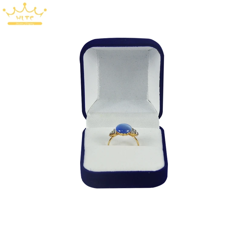 Обручальное бархатное кольцо коробка ювелирных изделий Дисплей Чехол для хранения обручальное кольцо подарок ко Дню Святого Валентина - Цвет: Deep Blue