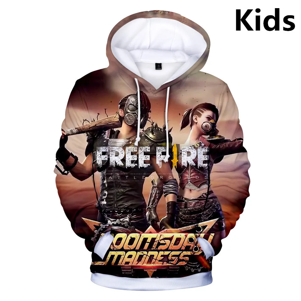 3 To 14 Years Kids Hoodies Free Fire 3D Printed Boys Girls Hoodie Sweatshirt Cartoon Long Sleeve Jacket Tops Teen Clothes