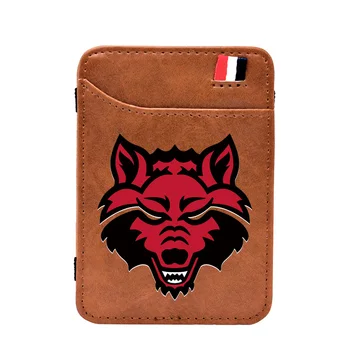 

2020 New Arrival Wolf Brown Leather Magic Wallet Men Women Casual Short Money Clips Credit Card Holder Purse