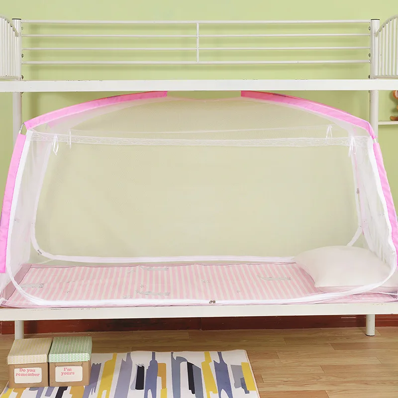 학생 모기장 싱글 침대 이층 침대 텐트, 대학 기숙사, 모기 방지 유르트 모기장, 3 도어 폴리에스테르 모기 침대