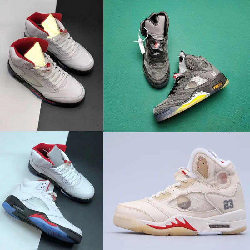 

2020 Hottest Cream Basketball Shoes Cream 5 Men 5s Black Muslin Fire Red 3M White 23 Designers Sports Shoes Sneakers