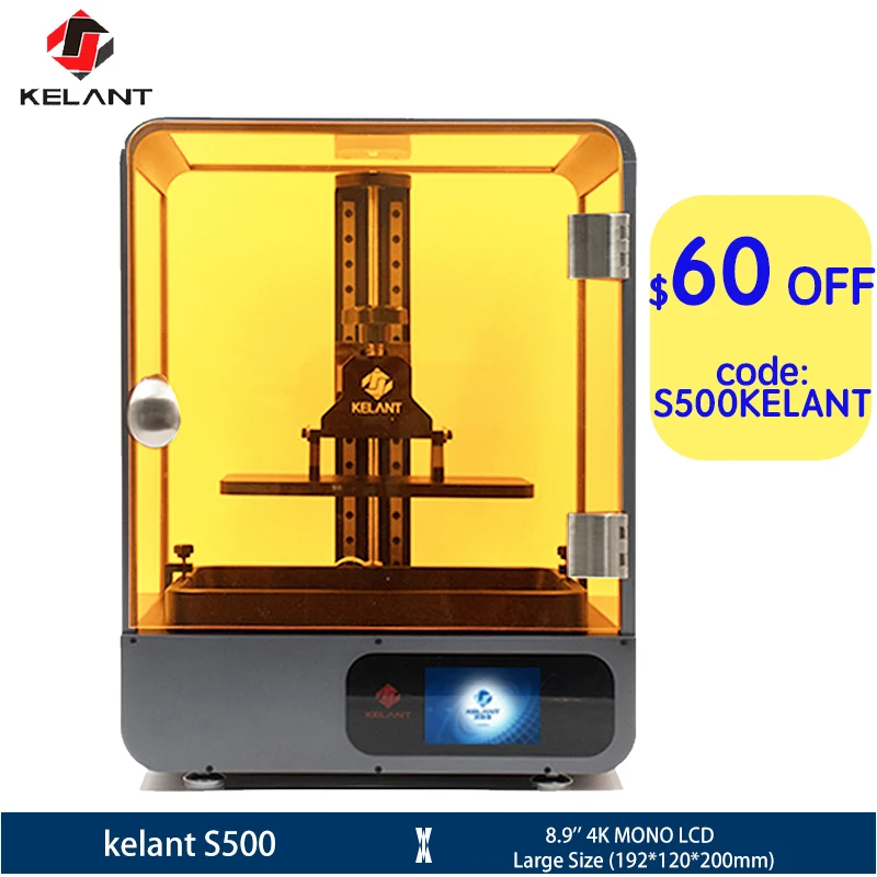 Kelant S500 3D Printer 8.9 inch 4K Monochrome LCD UV Resin Printers DIY
