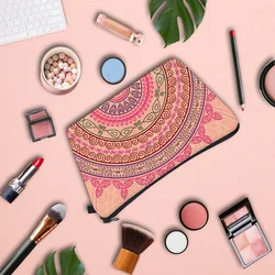 Mandala Lotus Cosmetic Bag Mandala Makeup Bags Lotus Print Purses Flower Makeup Bag Organizer Minimalist Bags Pink