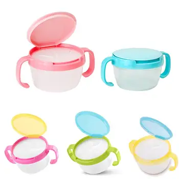 

Baby Kids Plastic Snack Catcher Double Handle Snack Cup Jar Bowl Spill-Proof Biscuits Container Box Snacks Storage Box