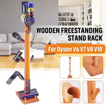 

Wood Vacuum Cleaner Storage Basket Rack Steel Stick Stand Home Tool Organizer Holder For Dyson V6 V7 V8 V10Cleaner Freestanding