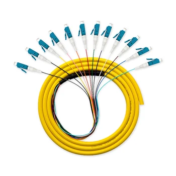 

10Pcs/Lot 1.5m (5ft) LC UPC 12 Fibers OS2 Single Mode Bunch PVC (OFNR) 0.9mm Fiber Optic Pigtail