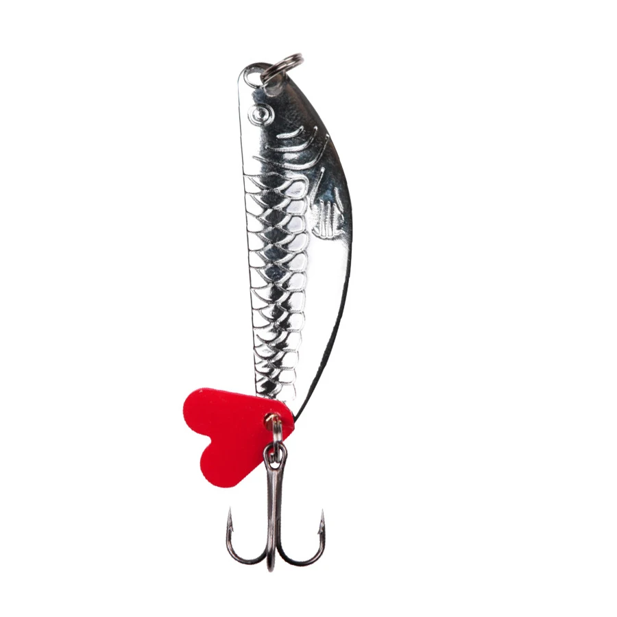 Metal Trout Fish shape Spoon Fishing Lures With red hearts 7G Pesca Swim  Wobbler Spinner Artificial Hard Baits Bass Peche Isca