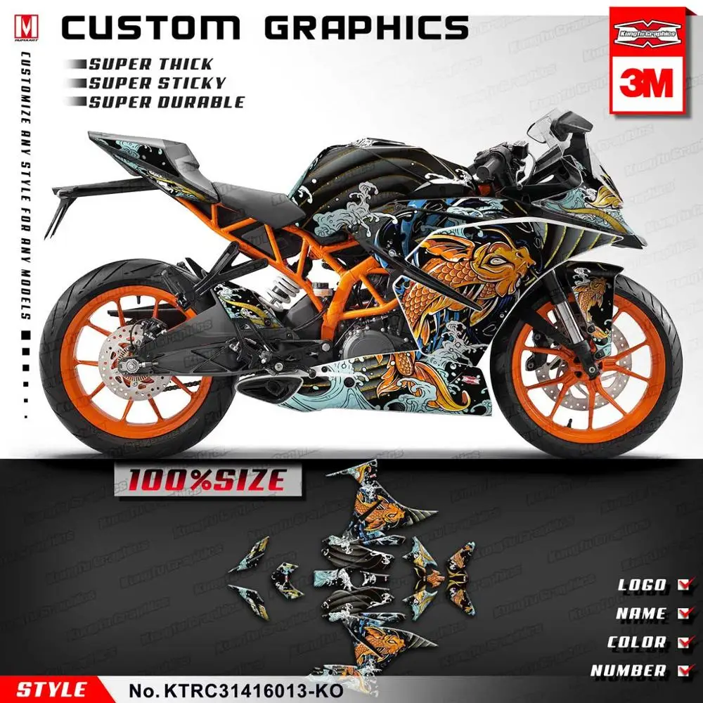 KUNGFU графика наклейки для мотоциклов комплект клейкие черные для KTM RC 125 200 RC125 RC200 Venom стиль - Цвет: KTRC31416013-KO