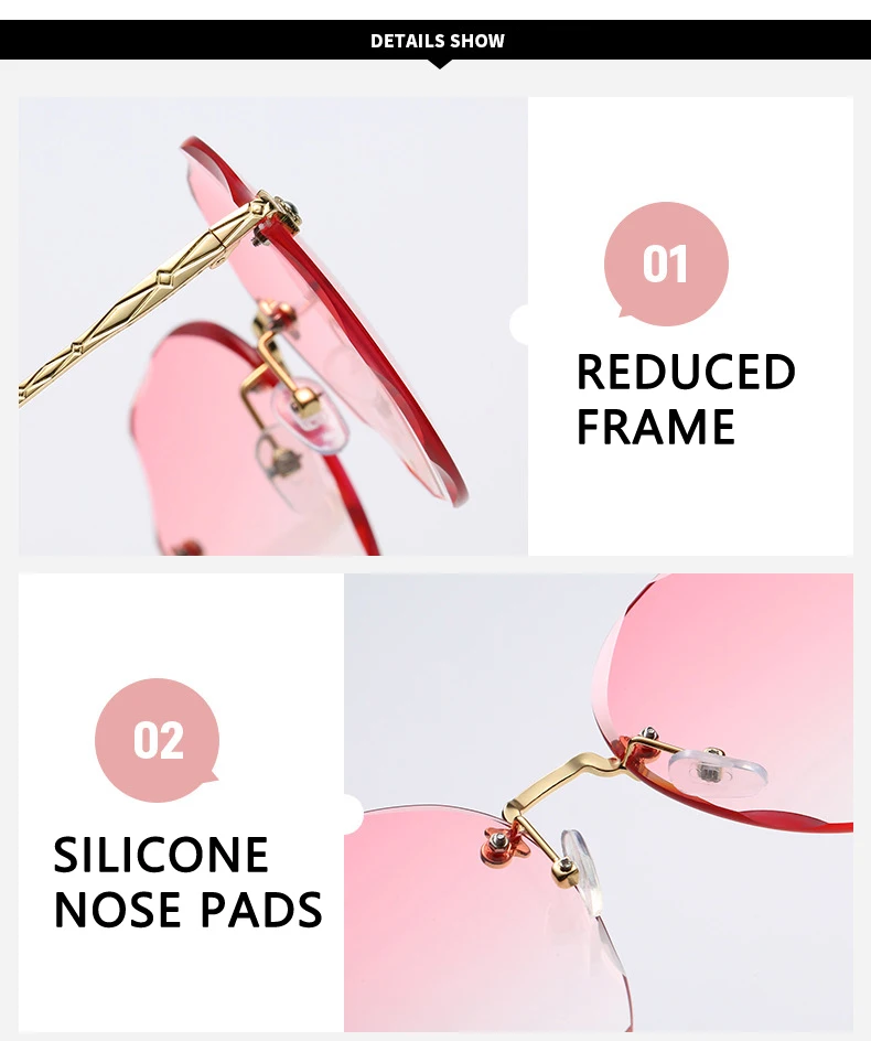 Lunettes de soleil rondes classiques sans bords pour femmes, Sexy, dégradé, surdimensionnées, Vintage, grande monture pour l'extérieur_voghion.com