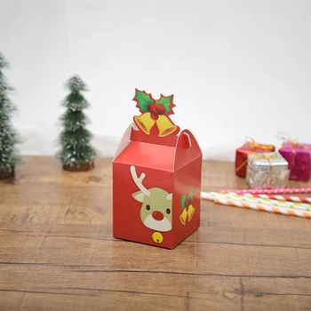 

10Pcs 85x85mm Empty Bags 2020 NEW Christmas Party Paper Favour Gift Cupcake Lunch Carrier Boxes For Apple
