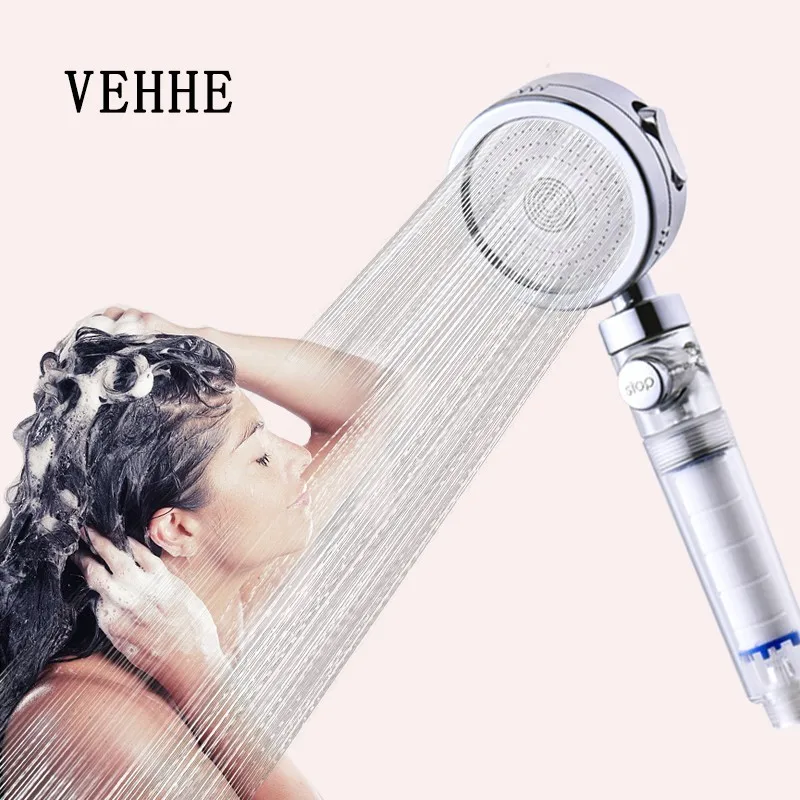 

VEHHE 3-Function Filter Cotton Shower Head with Stop Button Bathroom Multifunction 80mm Nozzle Electroplated Water Saving Spray