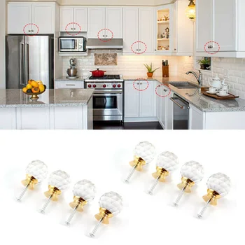 

16pcs Gold Base Crystal Cabinet Pulls Wardrobe Dresser Drawer Knob Handle Building & Hardware Tools Parts