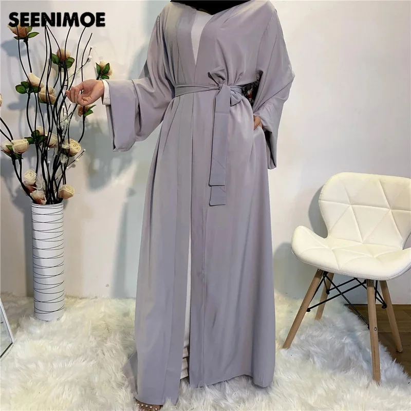 SEENIMOE New Hot Sell Simple Smooth Silky Elegant Pure Long Muslim Dresses Women Modest Wear Clothing EID Robes Dress | Тематическая