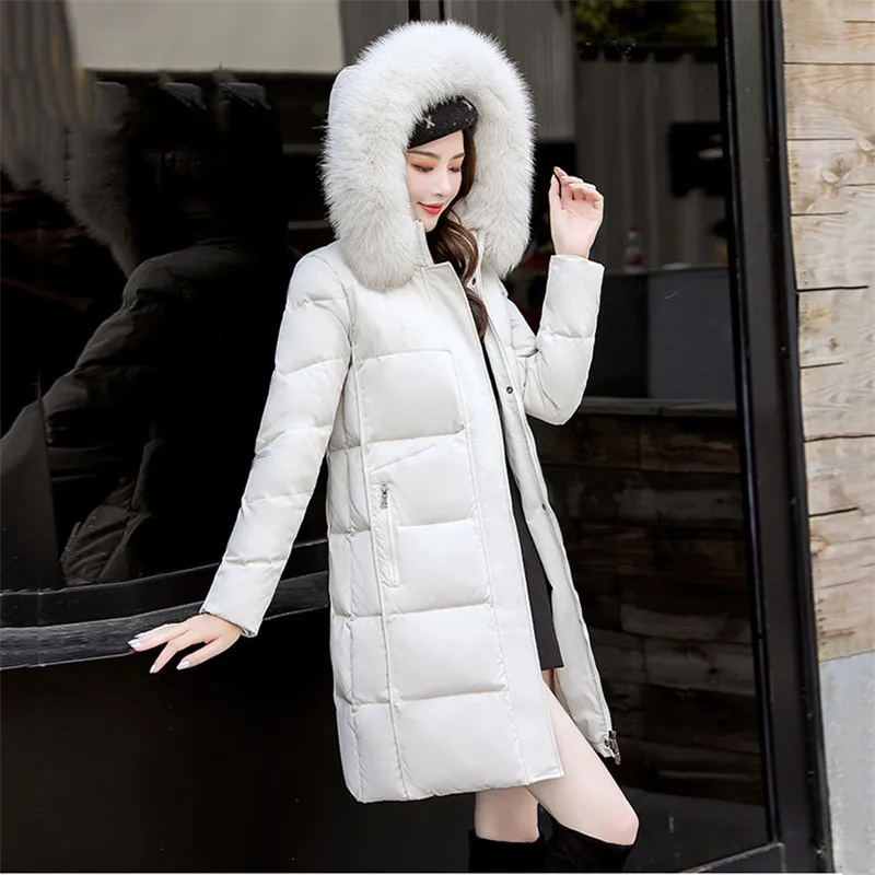 Новинка года; Зимний пуховик в Корейском стиле; длинное пальто из белого утиного пуха с соломенной шляпой и енотом; модное свободное теплое пальто Parker; ParkasYH572